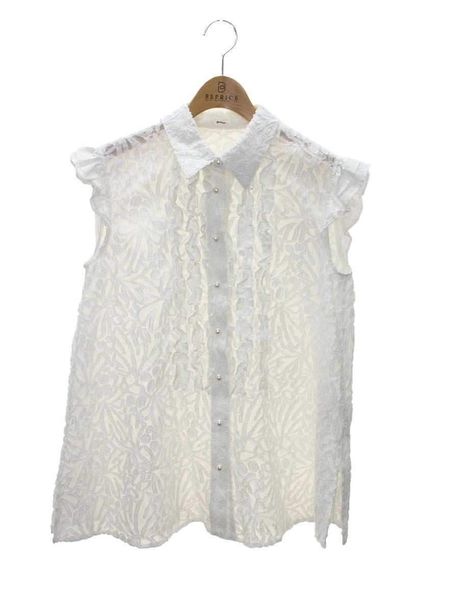 ルネ 6111110 36 ホワイト コーティングパール ブラウス ノースリーブ ITCGUM3DTNEA