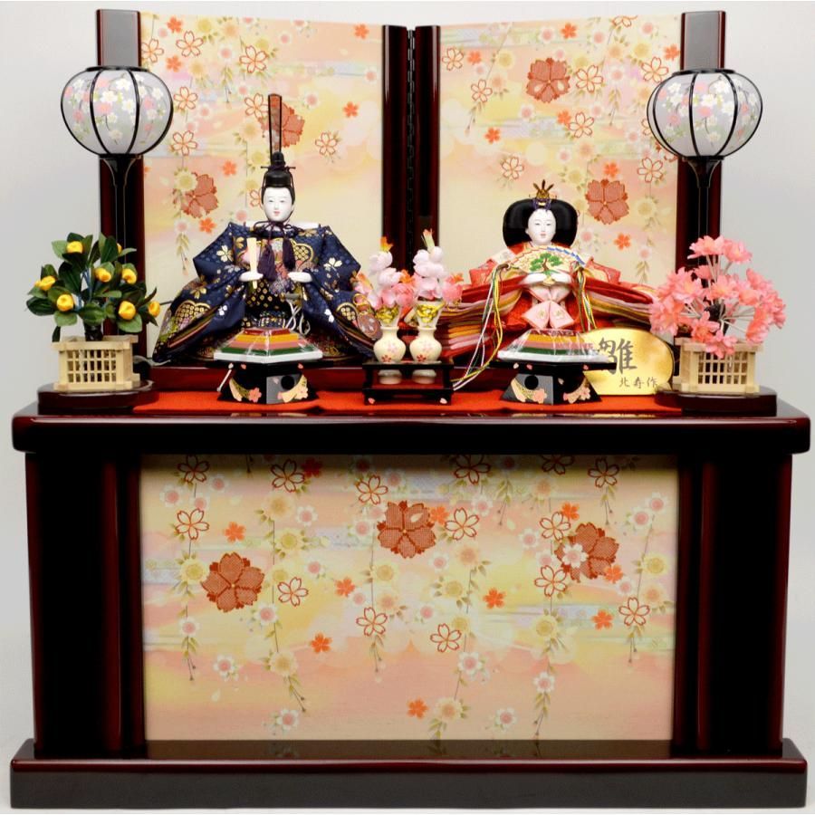 ひな人形 親王収納飾り 北寿 溜塗 垂れ桜 感のある収納飾り