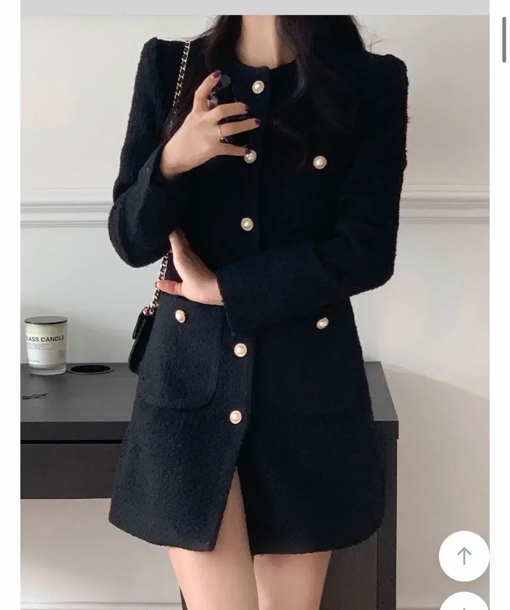 ブラック 黒 パール ウール ツイード ミニ ONE PIECE ゲストルック