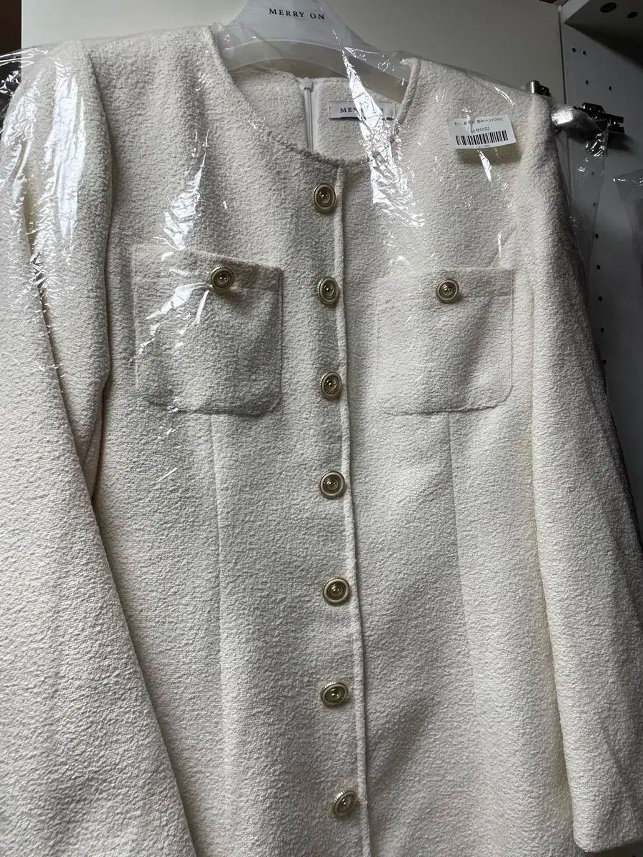  メリオン Zanne ツイード ONE PIECE IVORY 両家顔合わせ ゲストルック 長袖 七分袖 ミニワンピース