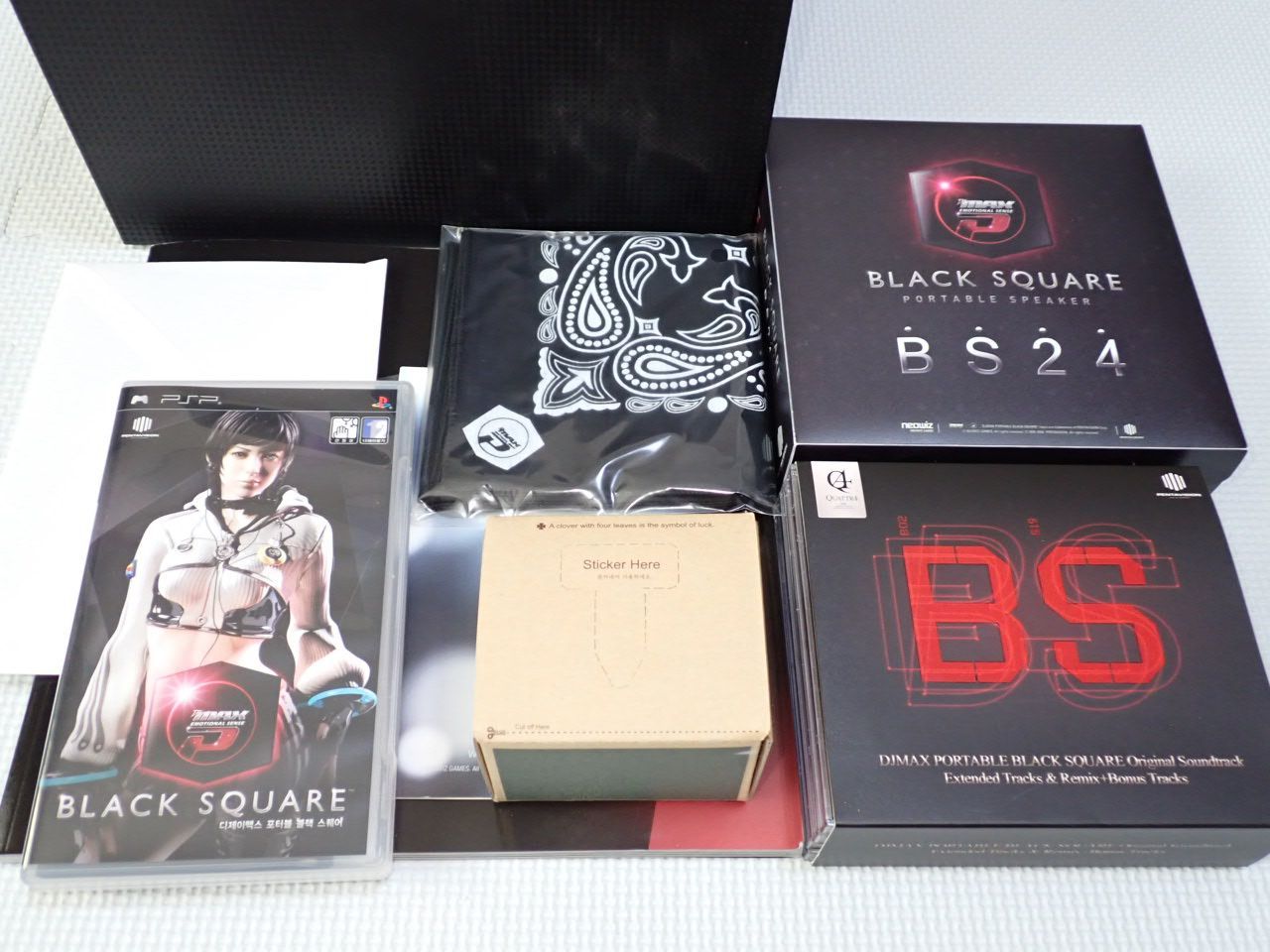 PSP DJ MAX EMOTIONAL SENSE BLACK SQUARE 2008 LIMITED EDITION 海外版 アジア版 管理番号2 CD スピーカー ハンカチ等付 説明書付 ソフト付 動作 済