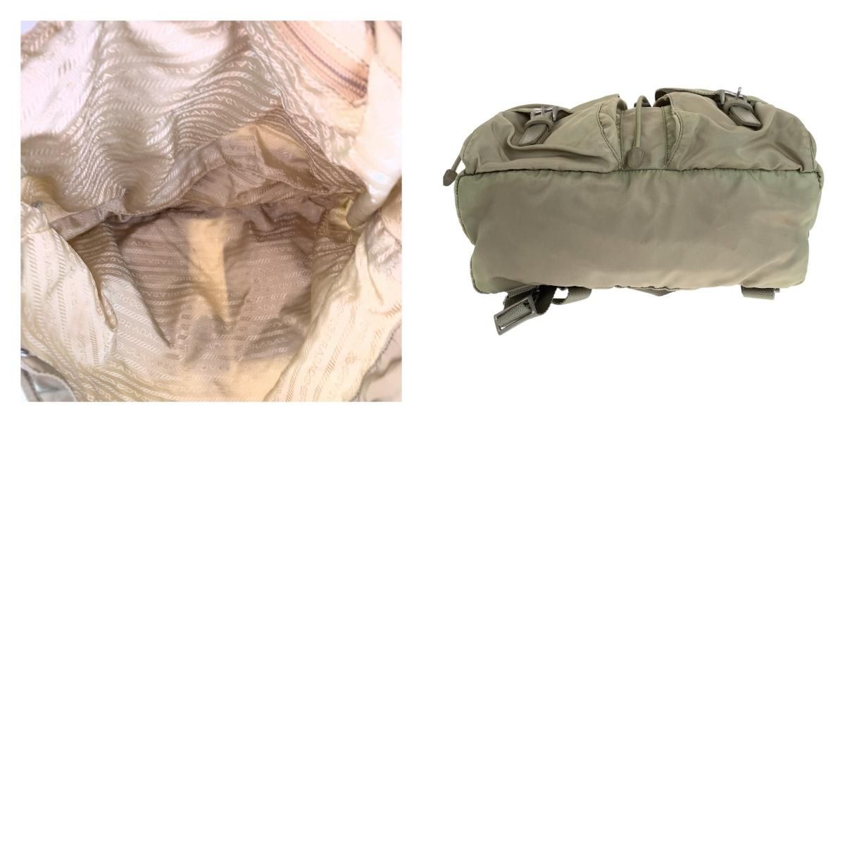  PRADA プラダ テスート 三角ロゴプレート カーキ シルバー金具 ナイロン リュック デイパック バックパック レディース 505059 リュック バックパック バッグ