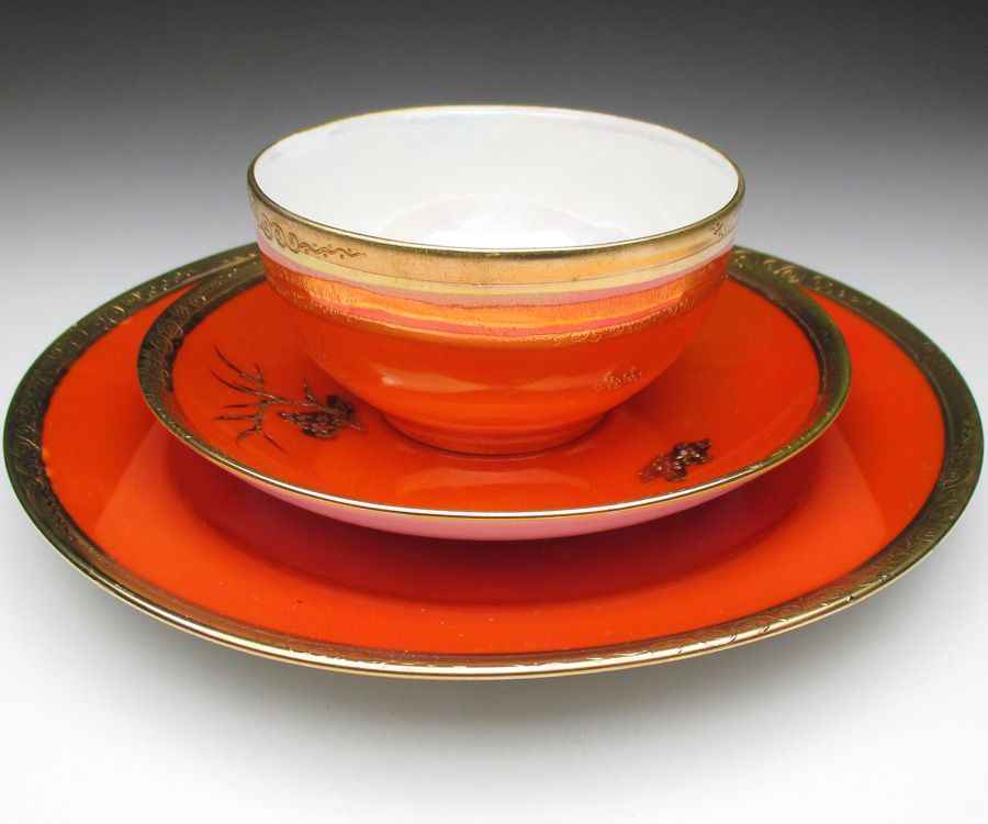 オレンジ色地金盛り トリオ