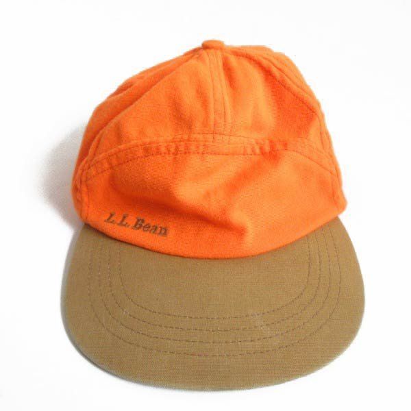 80s L.L.Bean キャップ オレンジ系 帽子 LLビーン エルエルビーン ジェットキャップ風 アメリカ製 ビンテージ D147-41-0014ZV