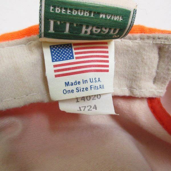 希少 80s USA製 L.L.Bean キャップ オレンジ系 帽子 LLビーン エルエル