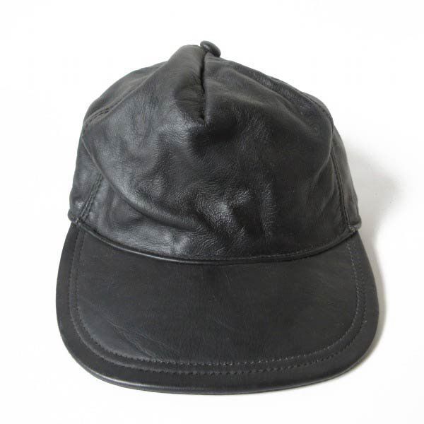 80s-90s レザー BBキャップ 黒 S M ベースボールキャップ ブラック アメリカ製 ビンテージ D150-41-0021ZVW