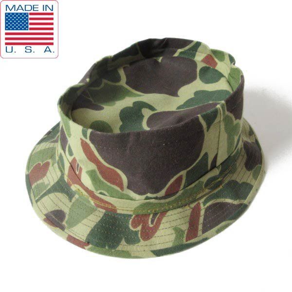 ダックハンター カモ 迷彩 バケット ハット L アメリカ製 帽子 ビンテージ D124-41-0004ZVW