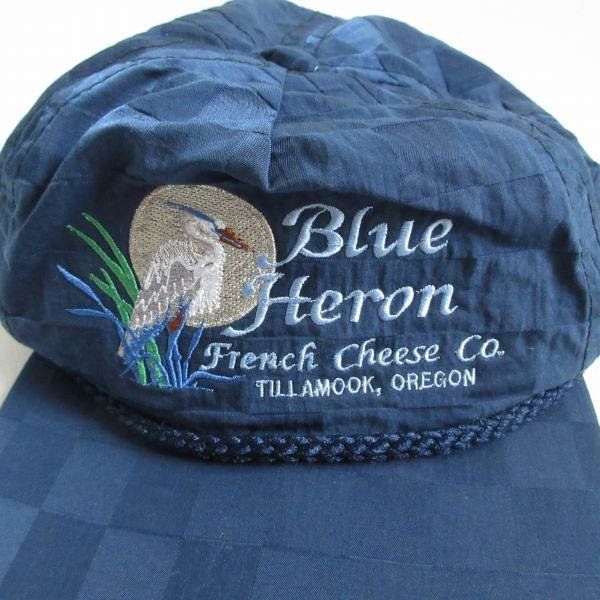 80s USA製 鳥刺繍 blue heron 青サギ キャップ 格子柄 紺系 IMPERIAL