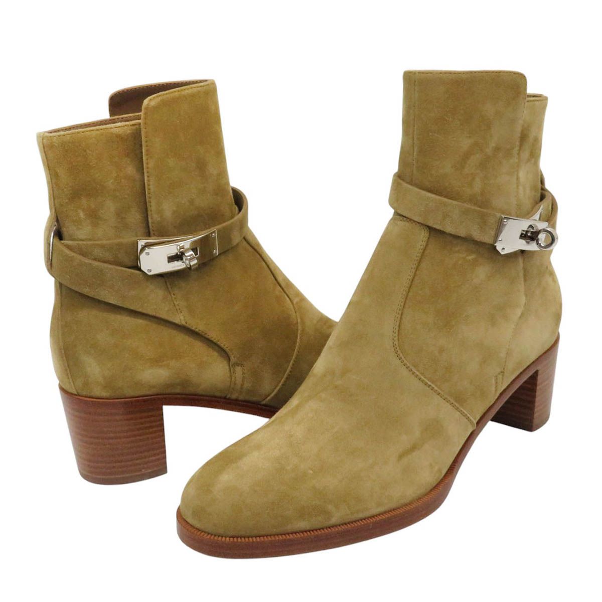 エルメス フレンチ ヴォーヴェロア ショートブーツ レディース ベージュ HERMES アパレル 小物