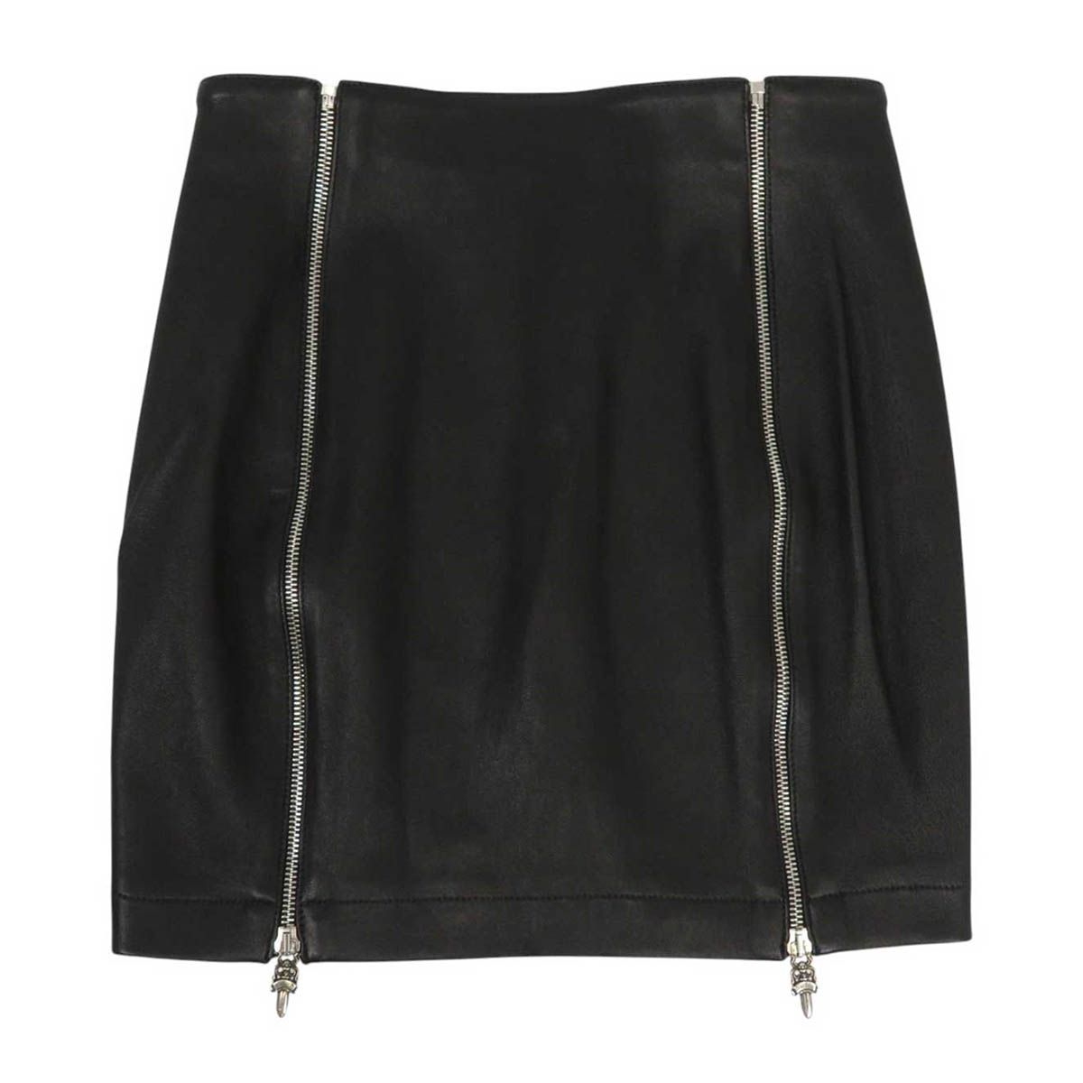 クロムハーツ ダガー ダブルジップ レザー ミニ スカート レザー SV925 レディース ブラック CHROME HEARTS アパレル 小物