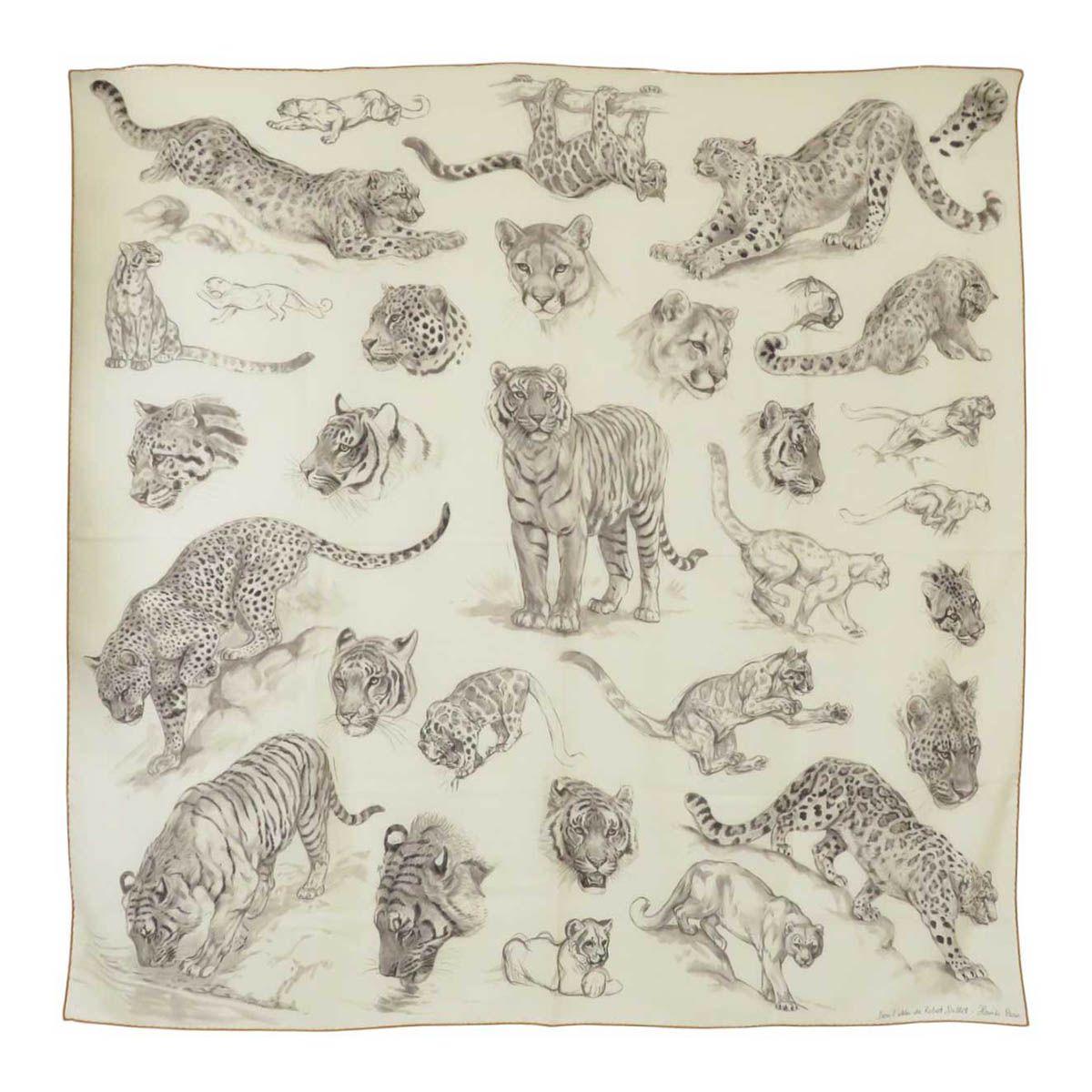 エルメス カレジェアン 140 DANS LATELIER DE ROBERT DALLE ロベールダレのアトリエ ユニセックス オフホワイト グレー オレンジ 他 HERMES アパレル 小物