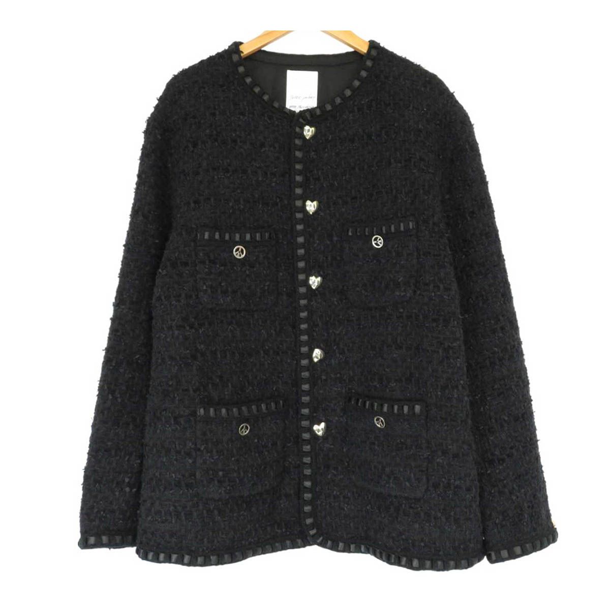 READYMADE ツイード ノー ジャケット メンズ ブラック アパレル 小物