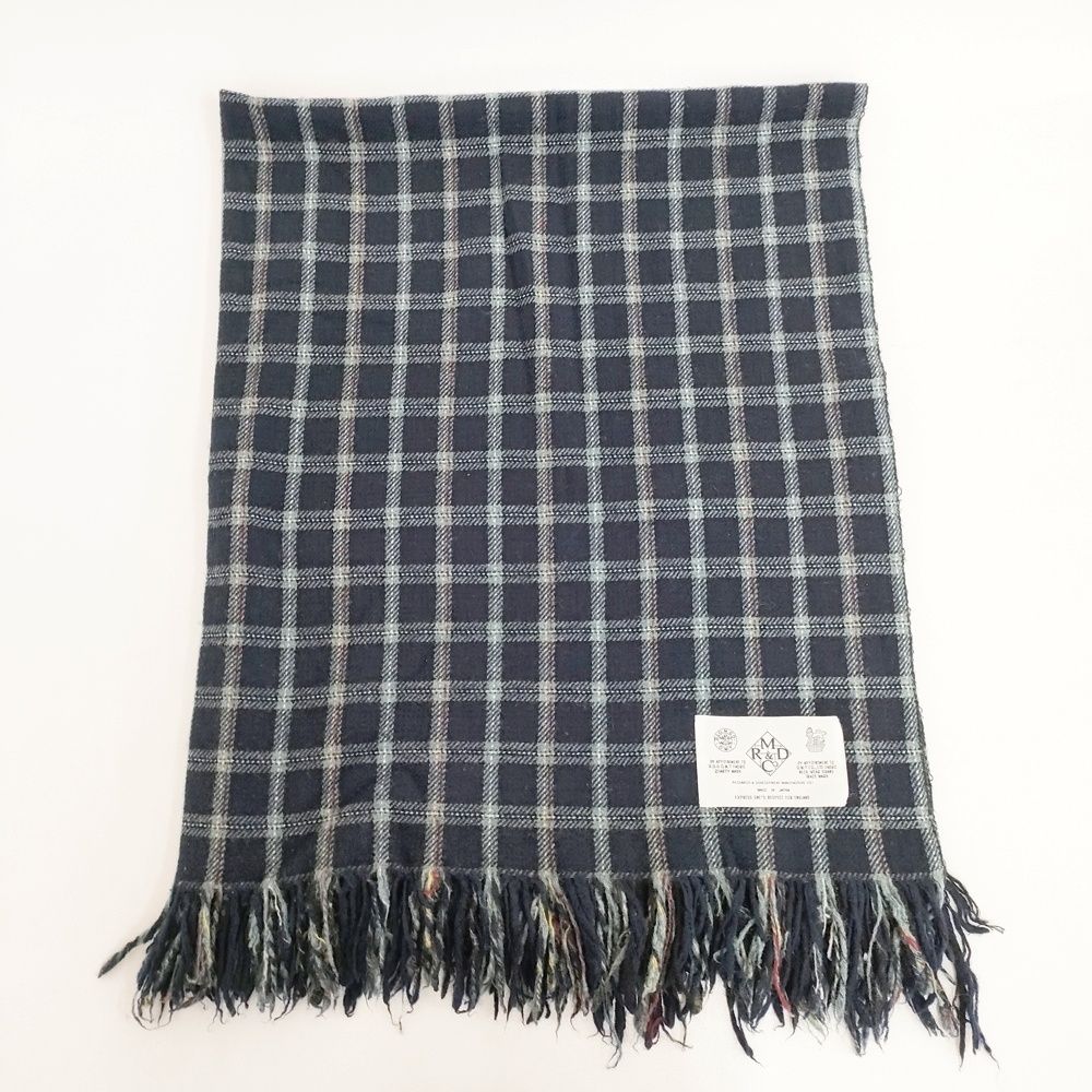 R-D.M.Co- タータンチェック 大判 ストール マフラー フリンジ ブランケット ネイビー レディース マンズテーラー 5-1027T