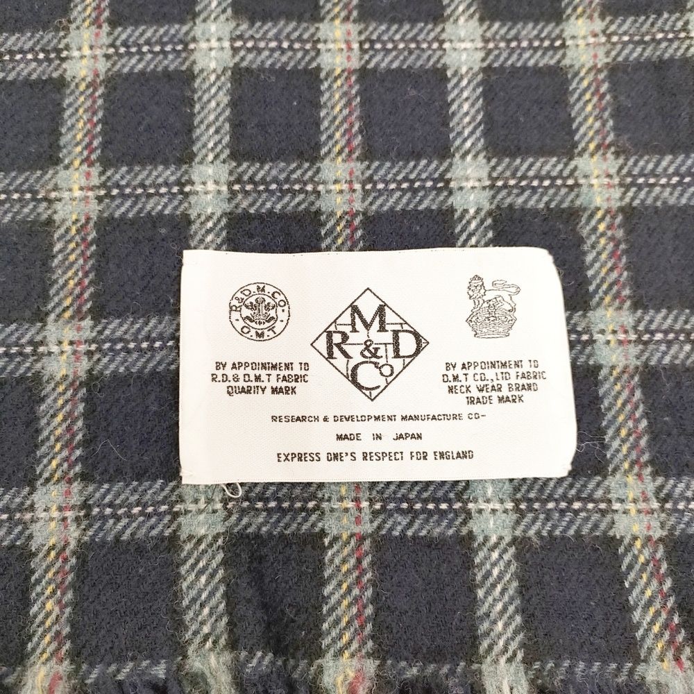 R-D.M.Co- タータンチェック 大判 ストール マフラー フリンジ ブランケット ネイビー レディース マンズテーラー 5-1027 T