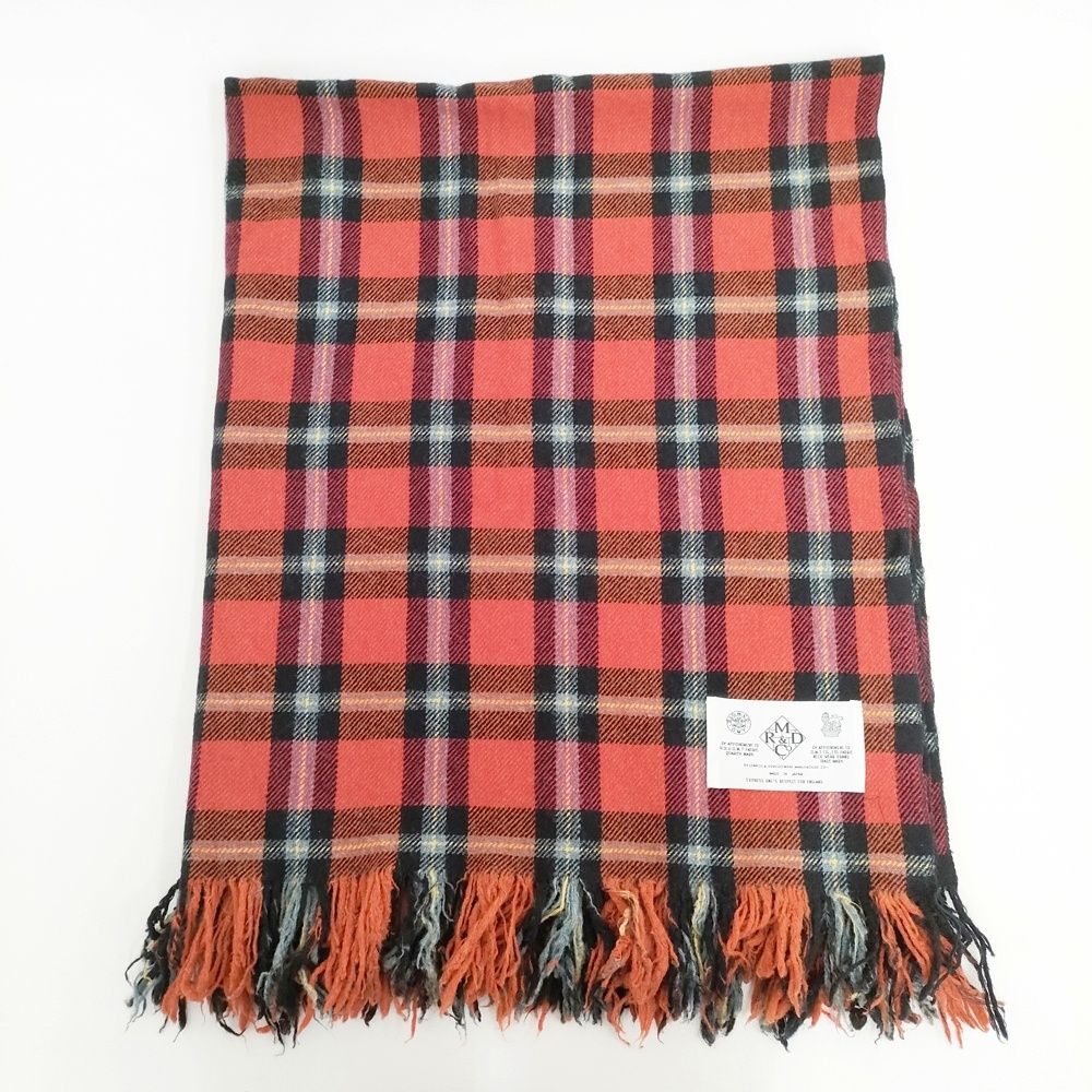 R-D.M.Co- タータンチェック 大判 ストール マフラー フリンジ ブランケット レッド レディース マンズテーラー 5-1027T