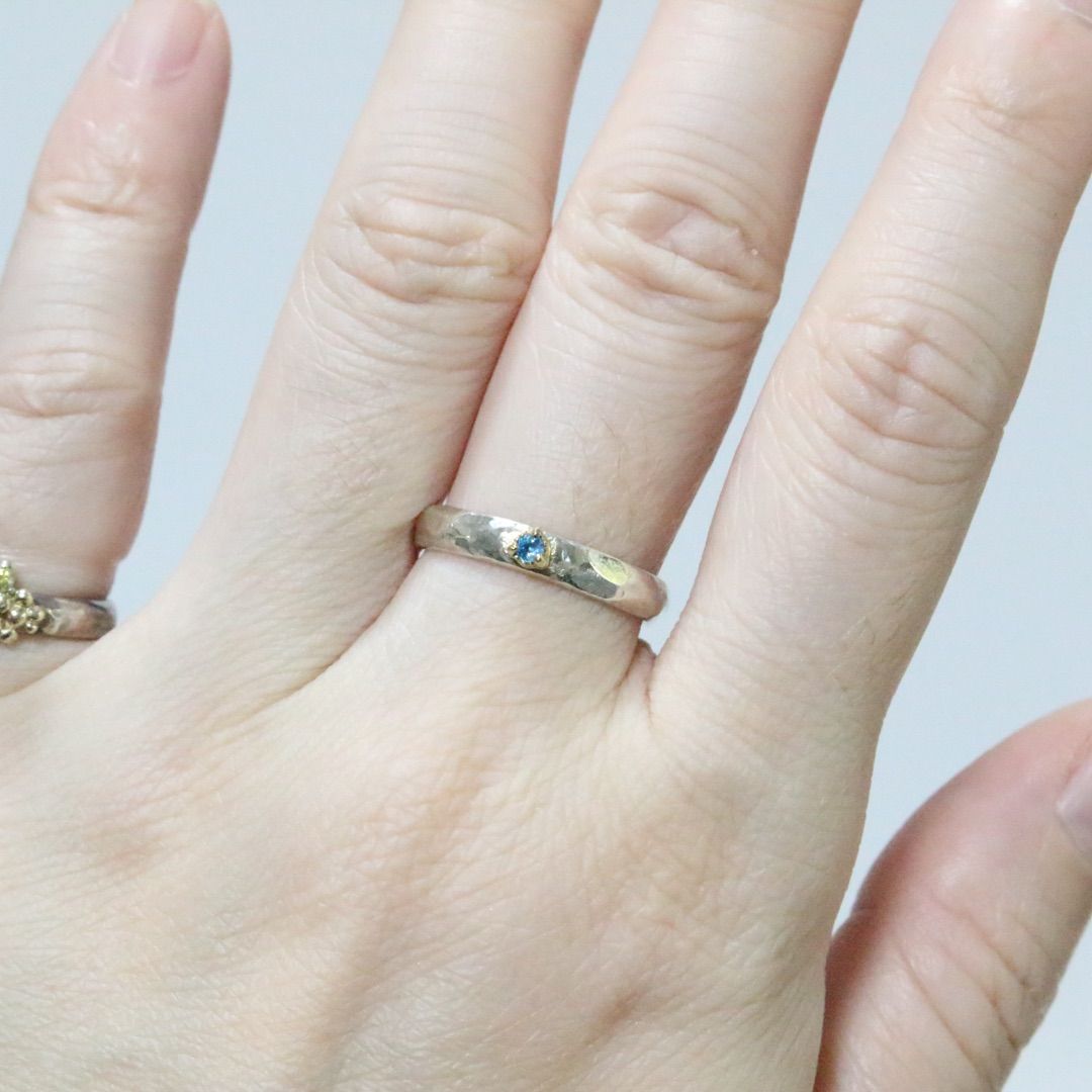 激レアルース✴︎ブルーのバイカラーユークレース太めシルバーK18