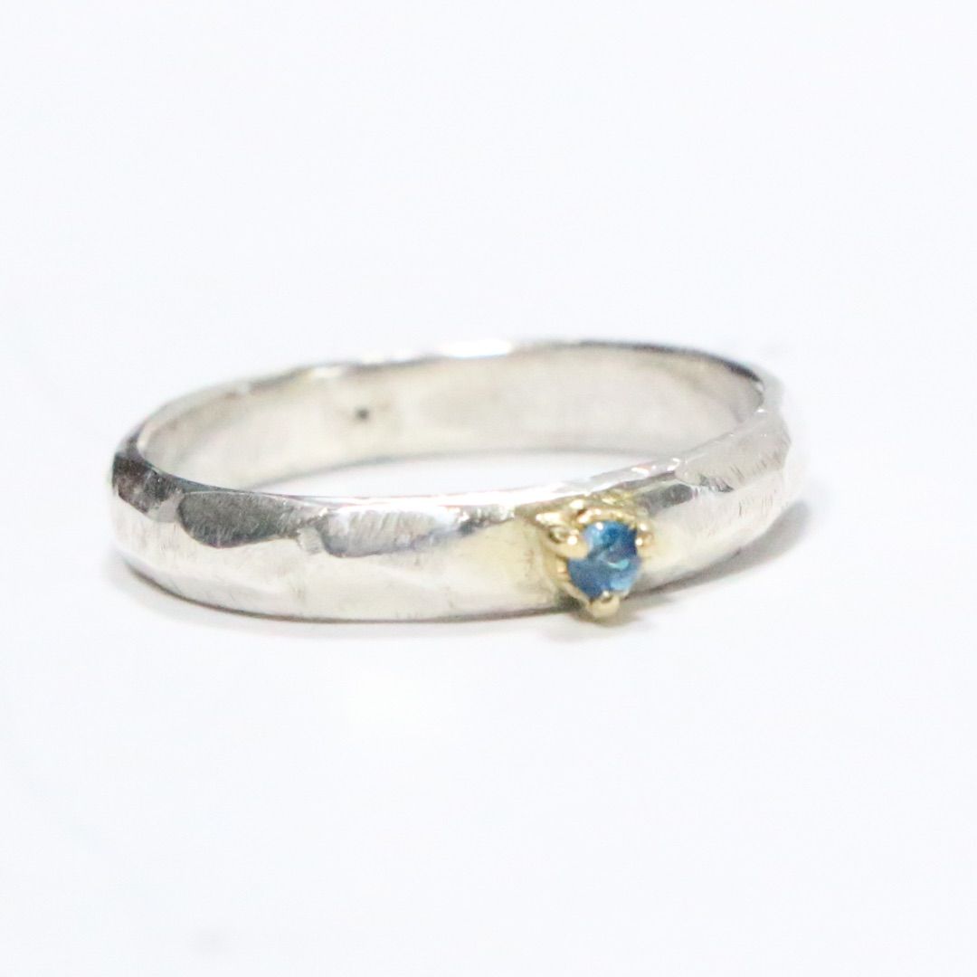 激レアルース✴︎ブルーのバイカラーユークレース太めシルバーK18