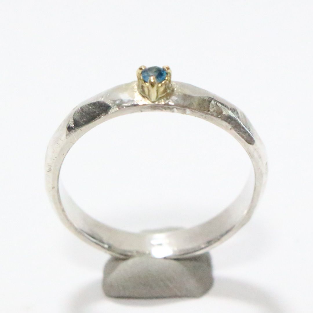 激レアルース✴︎ブルーのバイカラーユークレース太めシルバーK18コンビリング12号 激レアルース✴︎ブルーのバイカラーユークレース太めシルバーK18