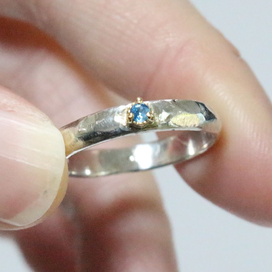 激レアルース✴︎ブルーのバイカラーユークレース太めシルバーK18