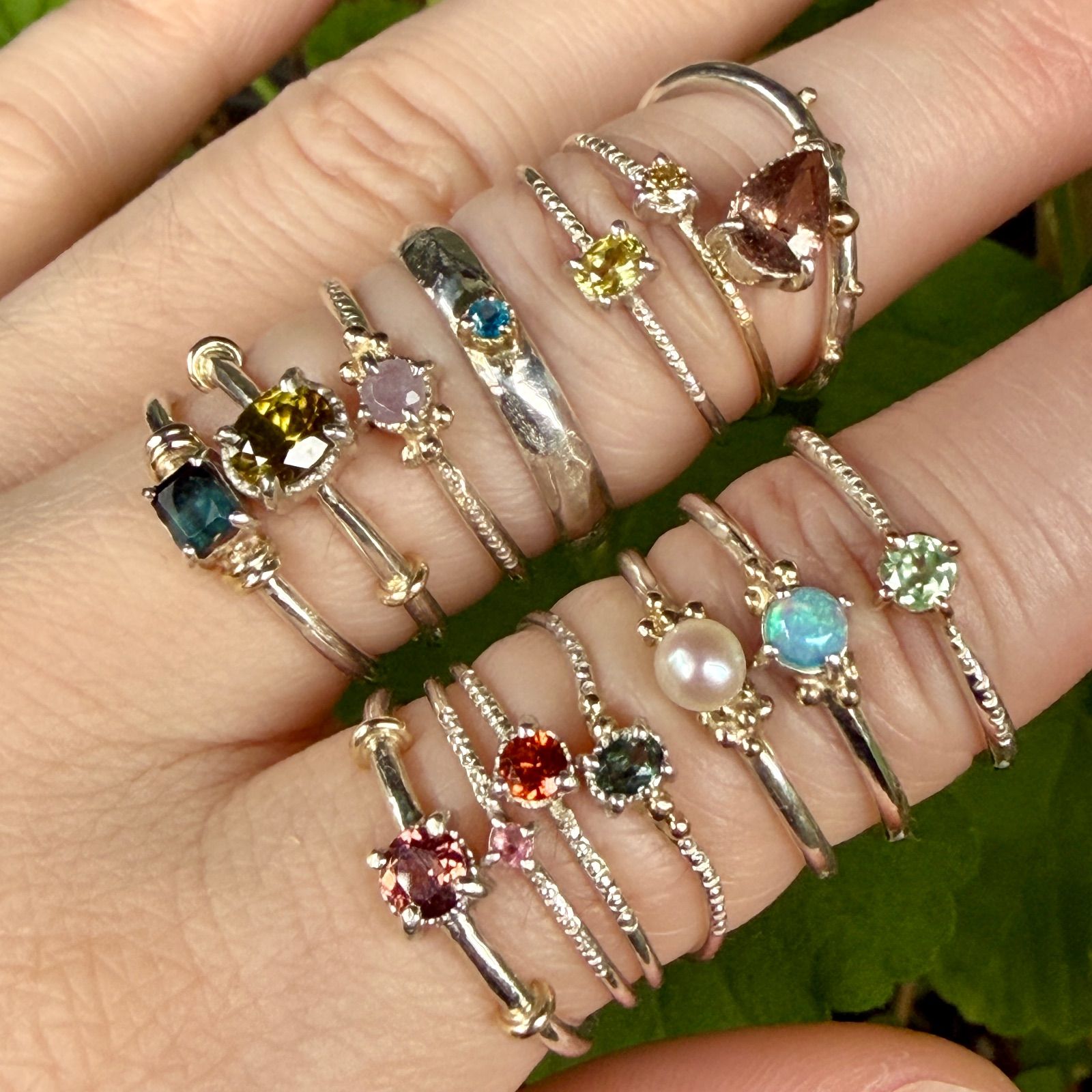 激レアルース✴︎ブルーのバイカラーユークレース太めシルバーK18コンビリング12号 激レアルース✴︎ブルーのバイカラーユークレース太めシルバーK18