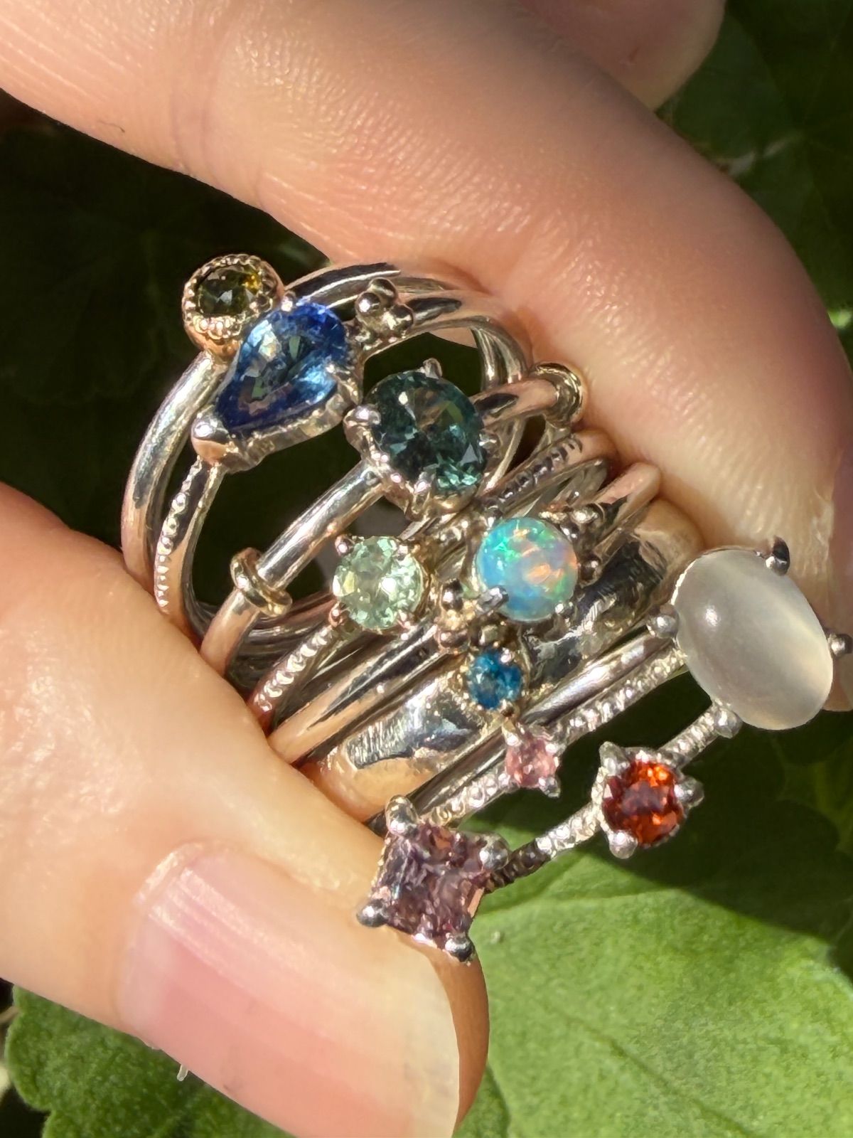 激レアルース✴︎ブルーのバイカラーユークレース太めシルバーK18コンビリング12号 激レアルース✴︎ブルーのバイカラーユークレース太めシルバーK18