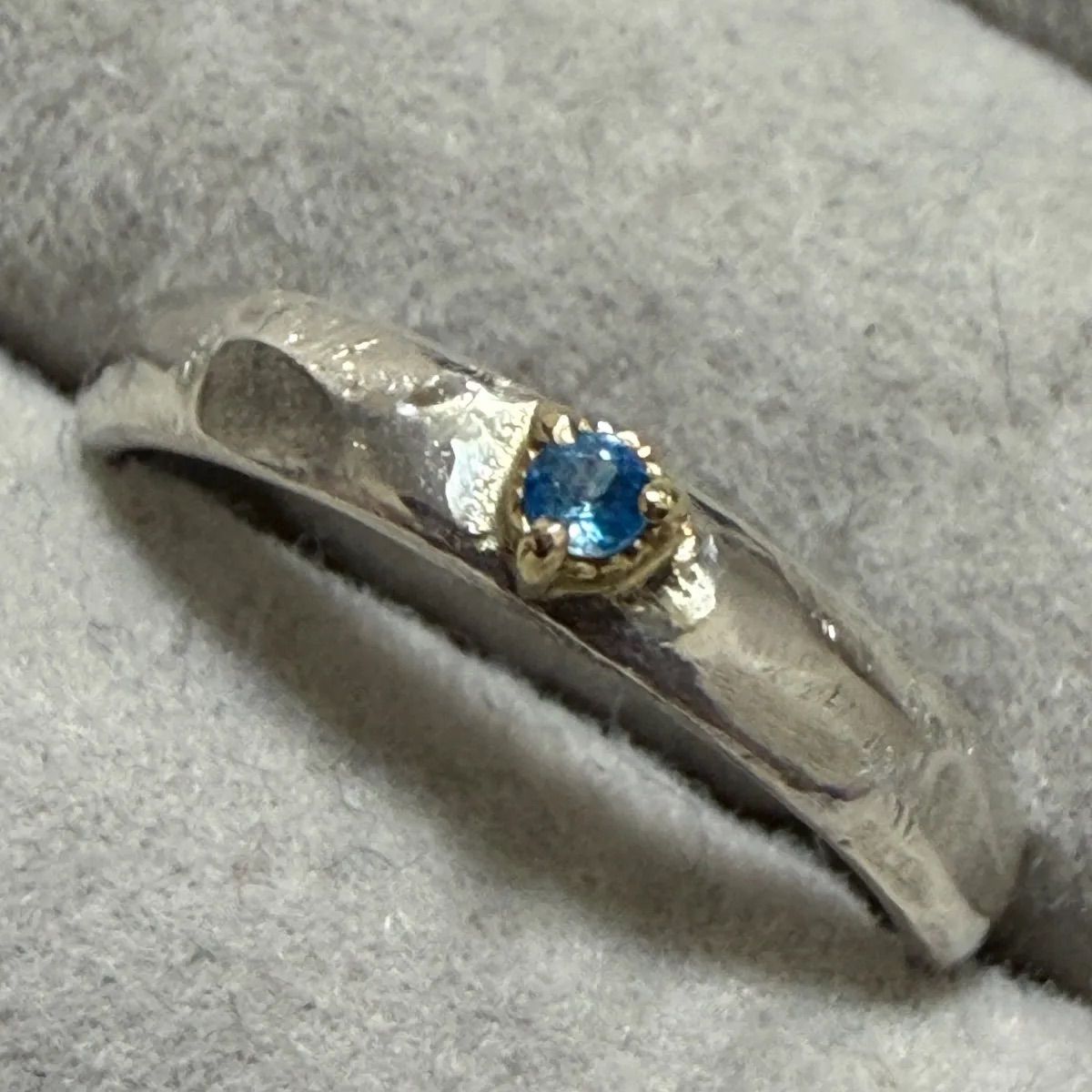 激レアルース✴︎ブルーのバイカラーユークレース太めシルバーK18