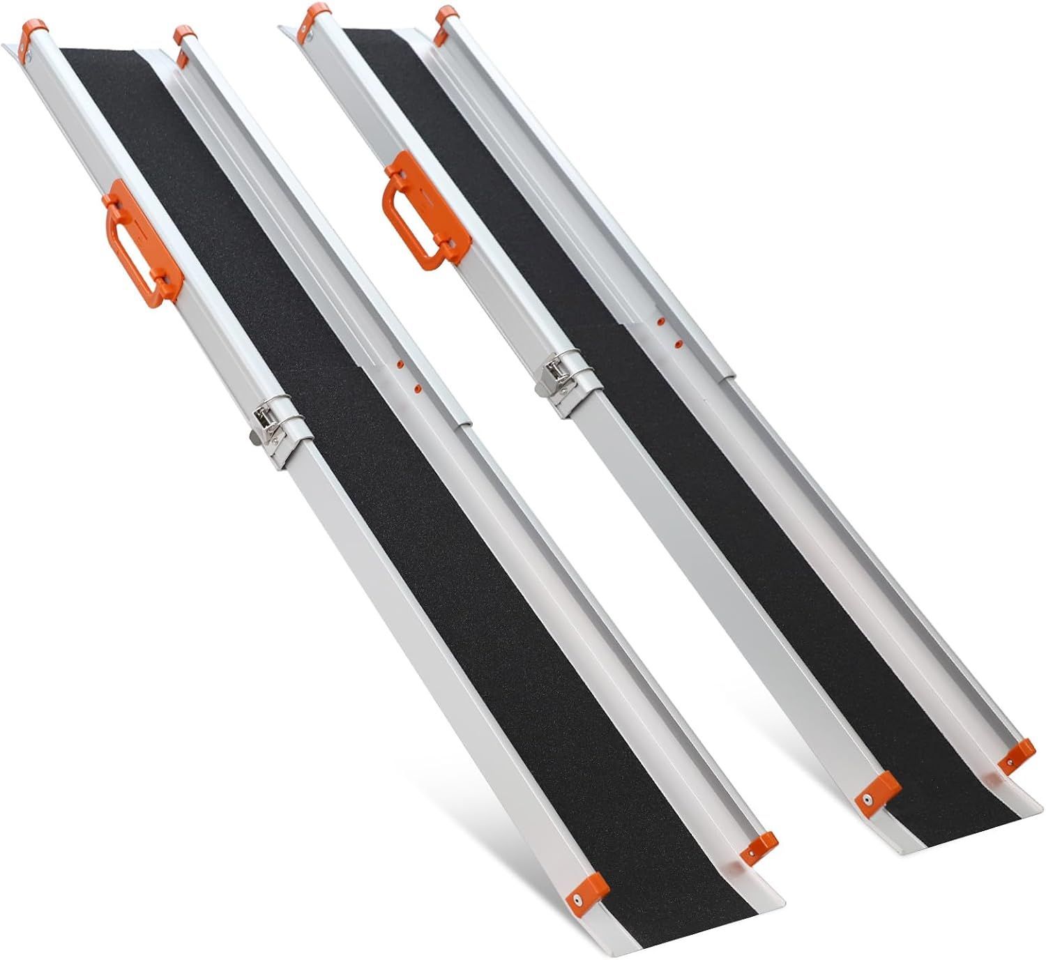 Ruedamann スロープ 車椅子 長さ107.5-183cm 無段階長さ調整 アルミスロープ 耐荷重300kg 伸縮式 段差解消 滑り止め 室内外用 2本セット