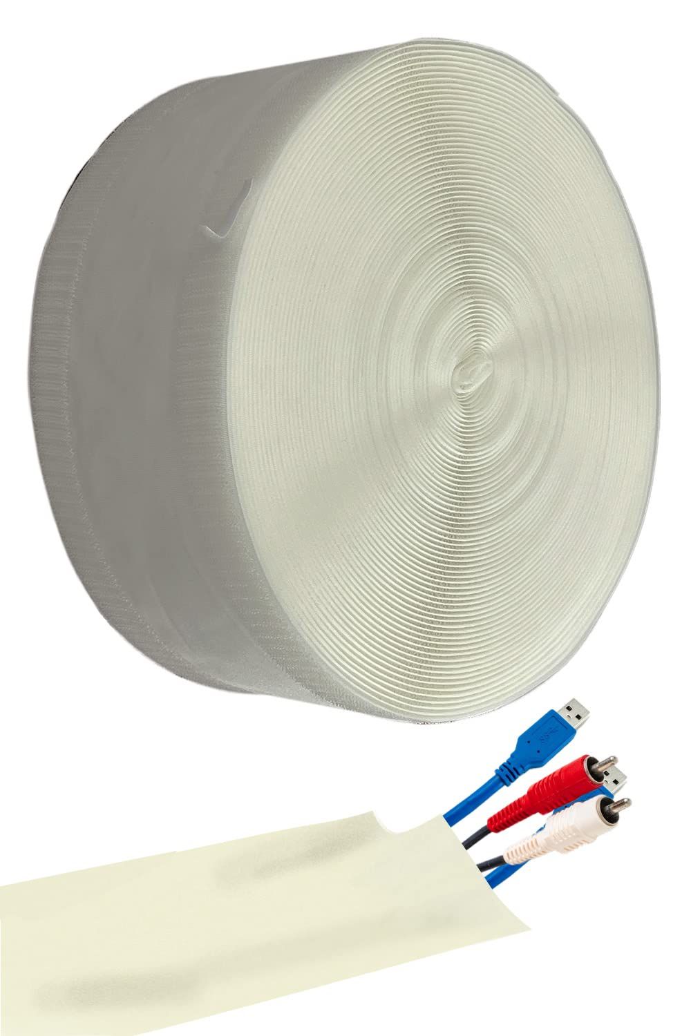 Tierneys ティアニーズ 配線カバー ケーブルカバー フロア コード カバー 配線モール マジックテープ タイプ 絨毯 壁 デスク周り 長さ調節 白 絨毯用 25m