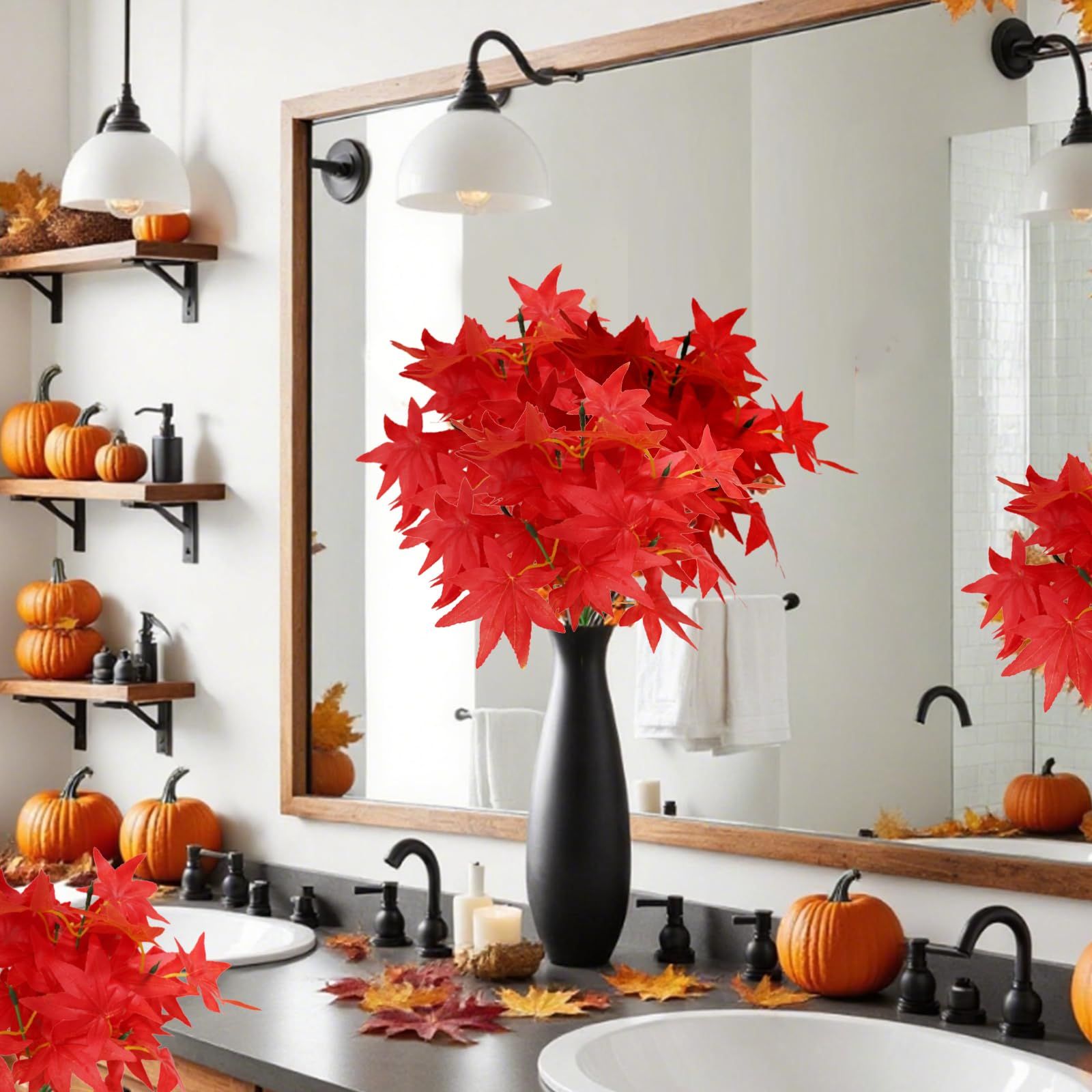 新品 もみじ 造花 8本セット 紅葉 枝 フェイク カエデ 秋 季節飾り