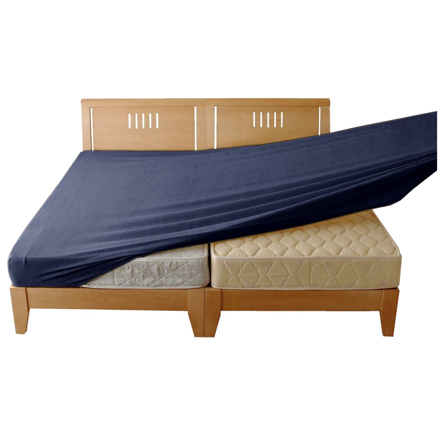 メリーナイト シーツ のびのびぴったり パイルシーツ ネイビー ファミリーサイズ マットレス 敷ふとん兼用タイプ ストレッチ素材 シワなくピッタリフィット ふんわりやさしい肌触り 洗える 72