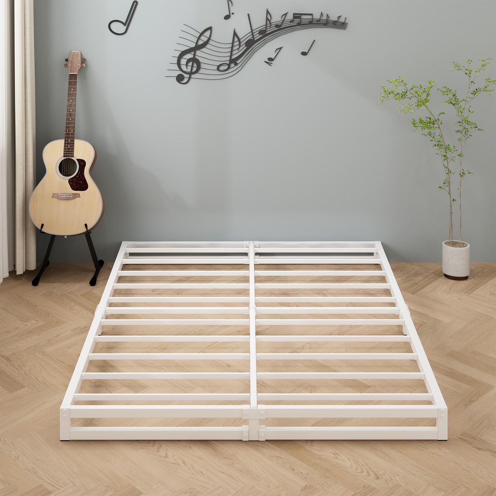 ベッドフレーム ダブル ローベッド スチール パイプ ギンギンしない 掃除が軽い 安定 通気性 収納付き 組み立て簡単 頑丈 高さ15 cm シンプル 白