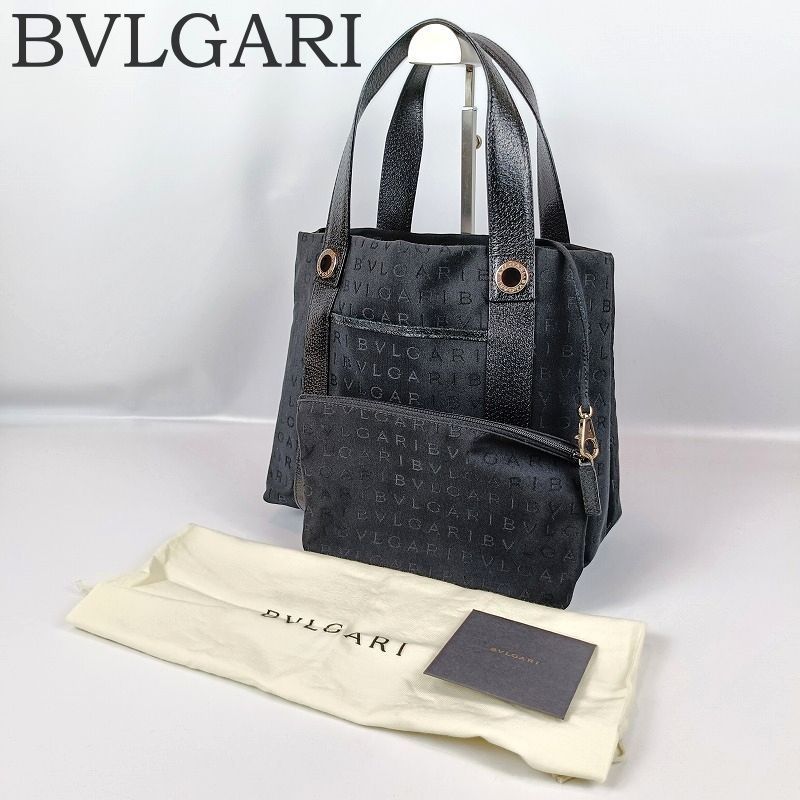 美品 BVLGARI ブルガリ トートバッグ ロゴマニア ポーチ付き