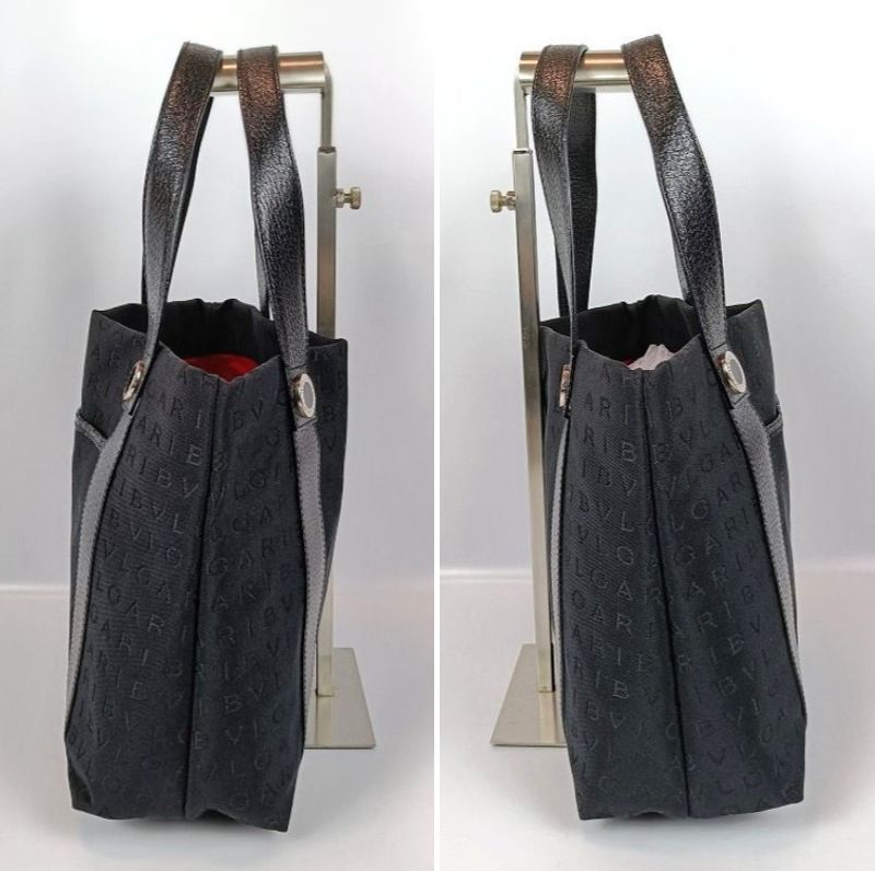 美品 BVLGARI ブルガリ トートバッグ ロゴマニア ポーチ付き