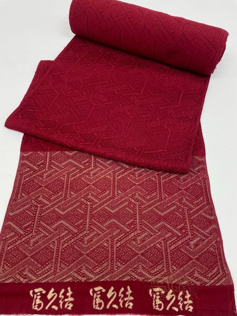 コート地 ふくれ織 紋意匠 朱 緋色 正絹 反物 T 9073
