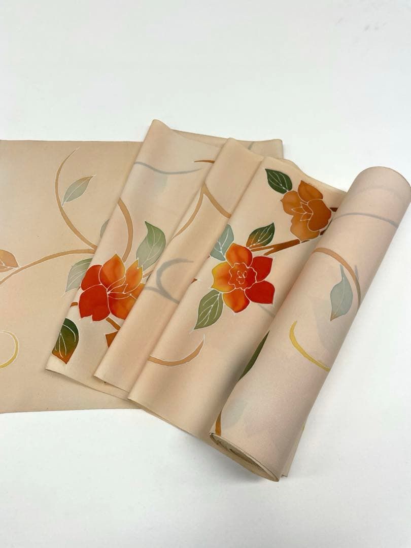  小紋 手描 ヴァニラ色 正絹 反物 T 9076 小紋 着物反物