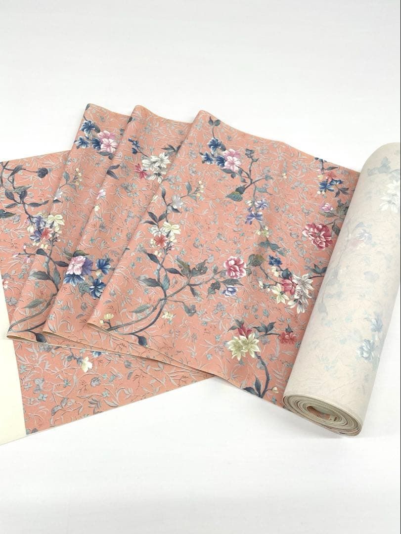  小紋 金彩 全体柄 花々 正絹 反物 T 9080 小紋 着物反物