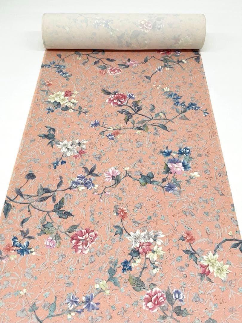 小紋 金彩 全体柄 花々 正絹 反物 T 9080