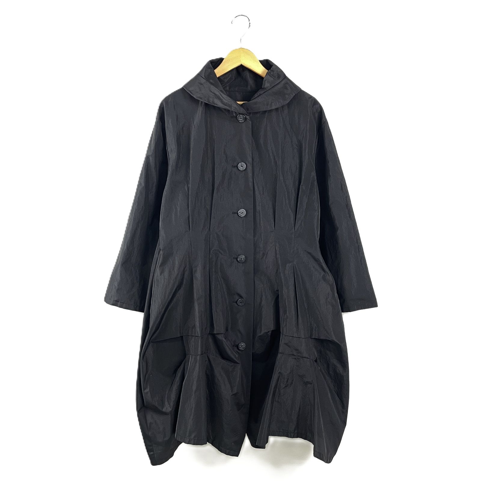 慈雨 ジウ センソユニコ シルク×ウール フリル襟 ロングコート■24K0112 慈雨 ジウ センソユニコ シルク×ウール フリル襟 ロングコート