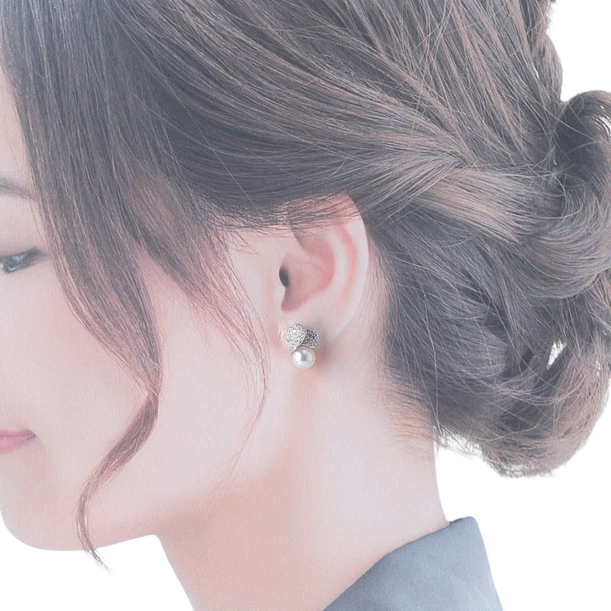 ミキモト ダイヤ パール ピアス フォーチュンリーブス PE-1690PU型