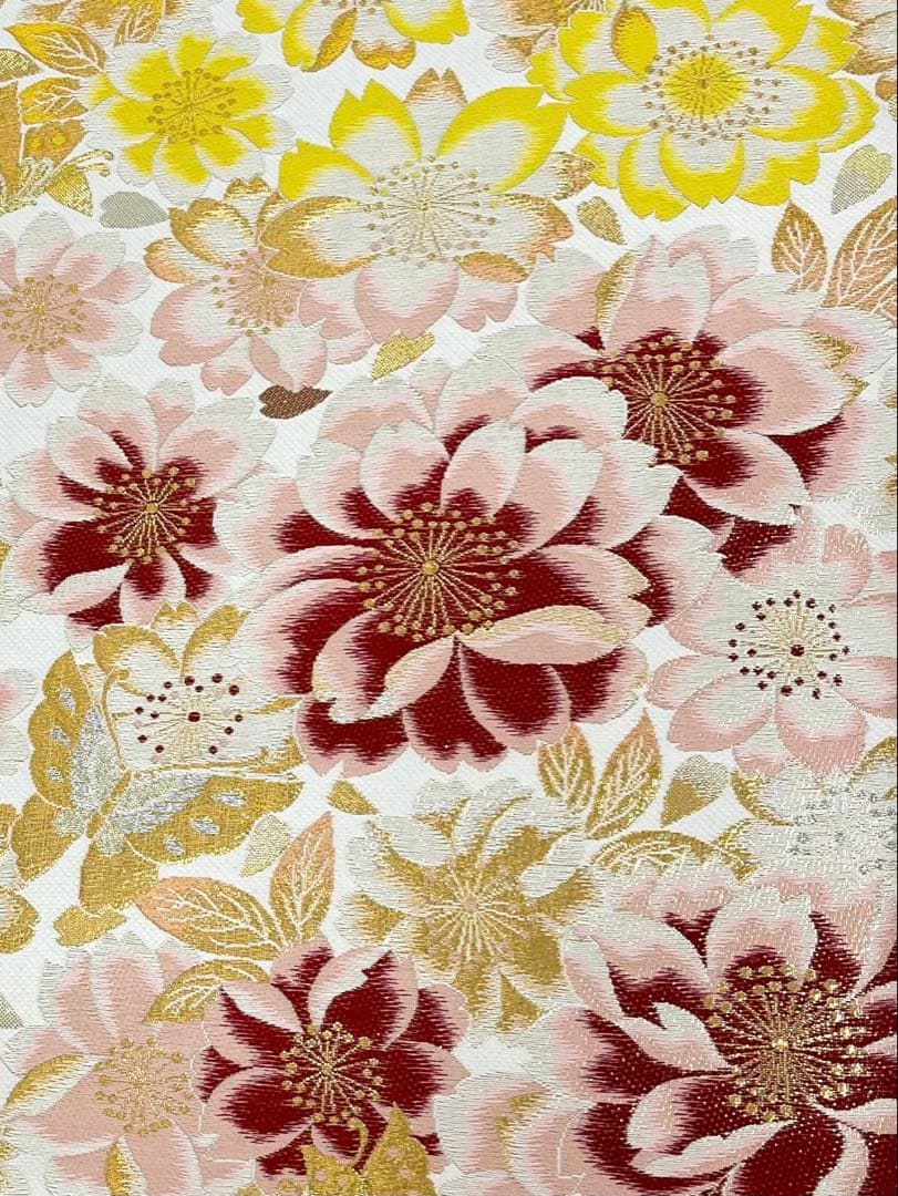 正絹 袋帯 四季花車紋 長さ428 振袖、留袖にも 豪華な花柄金糸袋帯 袋帯 正絹 振袖 豪華 桜 新品未使用品 D104 - メルカリ