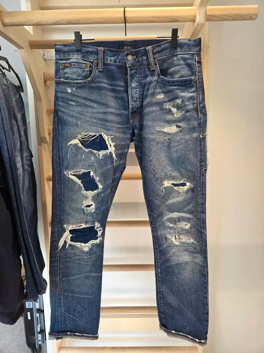 ポロ ラルフローレン ソルリ＆リー スリムフィット リペアード デニム パンツ 33 X 30