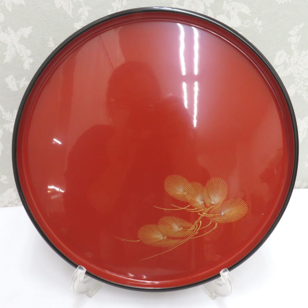 骨董・民芸品 輪島塗 丸盆 平盆 お盆 ベスト 漆器 沈金 能登輪島 漆芸 箱有