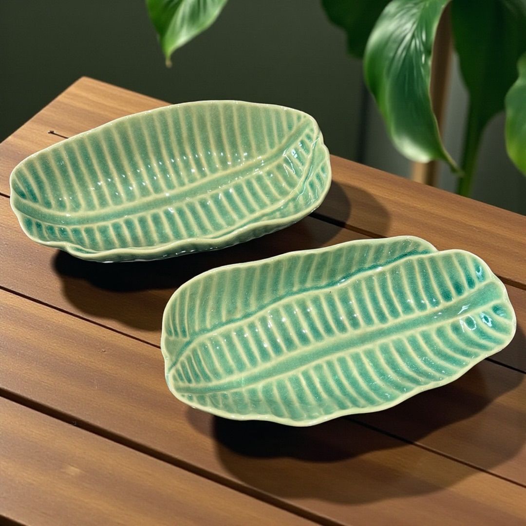 バリ島 ジェンガラ ケラミック バナナリーフ プレート 小皿 2枚セット