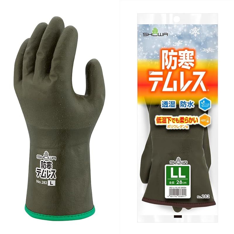 ショーワグローブ Showaglove ケース販売 防寒手袋 No.282 防寒テムレス オリーブグリーン LLサイズ 60双 1