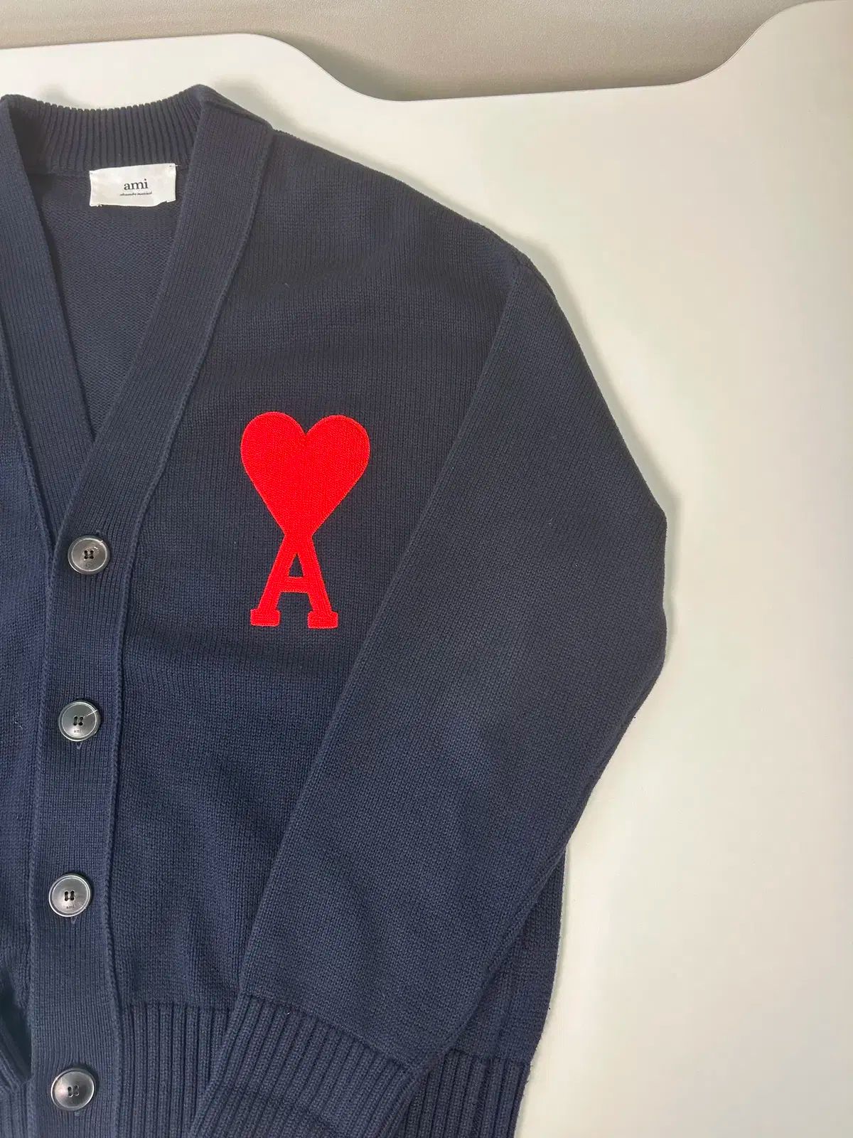 アミ ビックロゴ ネイビー カーディガン L
