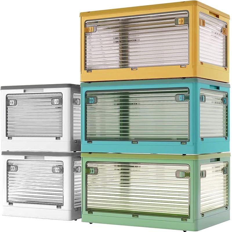 X XUNTAO 収納ボックス 折りたたみ 蓋付き 積み重ね 全方向から取り出せる 収納ケース 衣類 布団 小物 収納 折り畳み コンテナ ボックス 大型 プラスチック キャスター おしゃれ 防塵 防カビ 防湿 無臭 半透明 厚み 強い耐荷重 大容 0