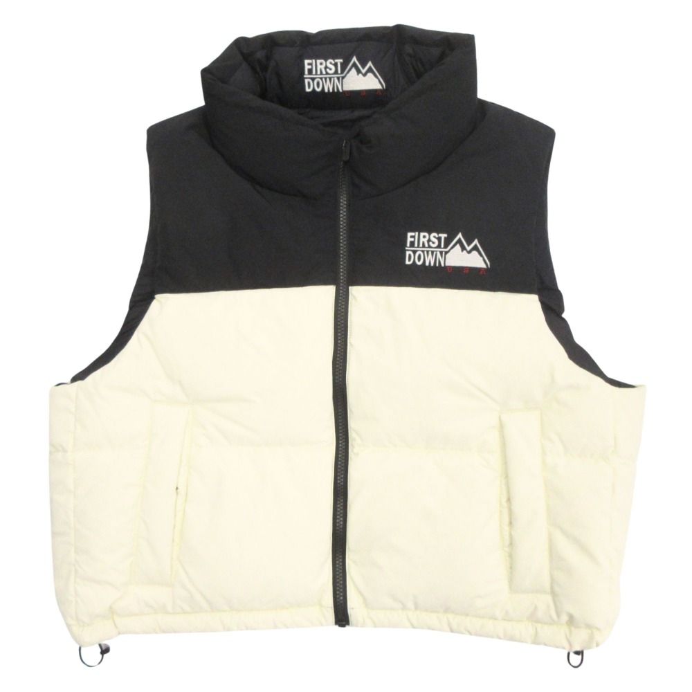 24AW FIRST DOWN ファーストダウン ショート バブル ダウン ベスト ジャケット ブルゾン リバーシブル ロゴ サイズM レディース 古着