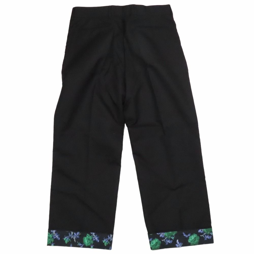 22SS DIOR ディオール ヘム フローラル 花柄 スラックス テーパード パンツ ローズ Hem Floral Design Cotton Pants 48 黒 メンズ 古着