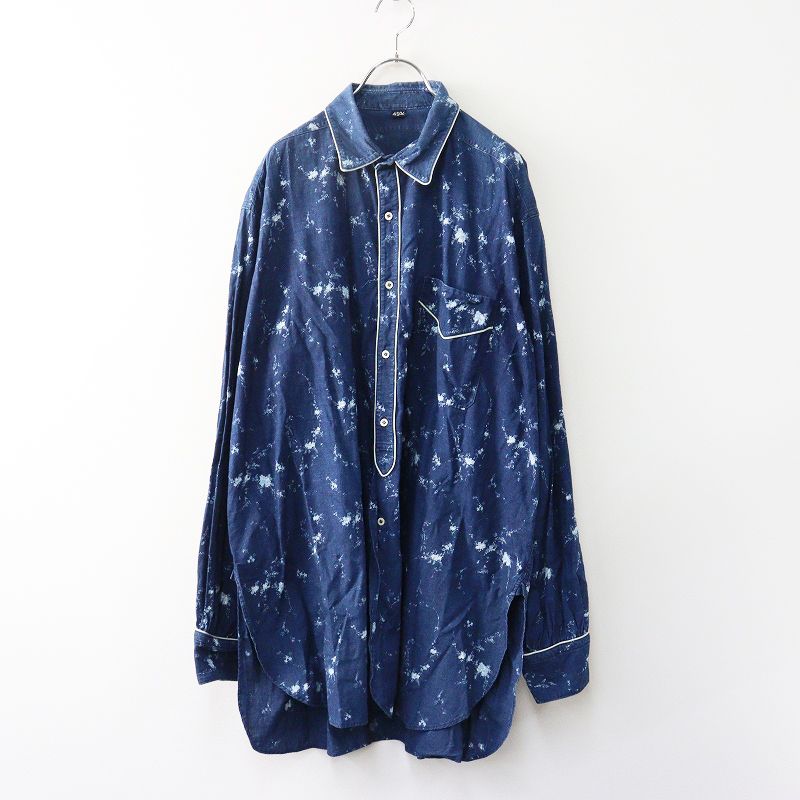 45R 45rpm フォーティファイブアール 小花プリント908ビッググーグーシャツ 5 インディゴ ネイビー ブラウス 抜染 2400014668612
