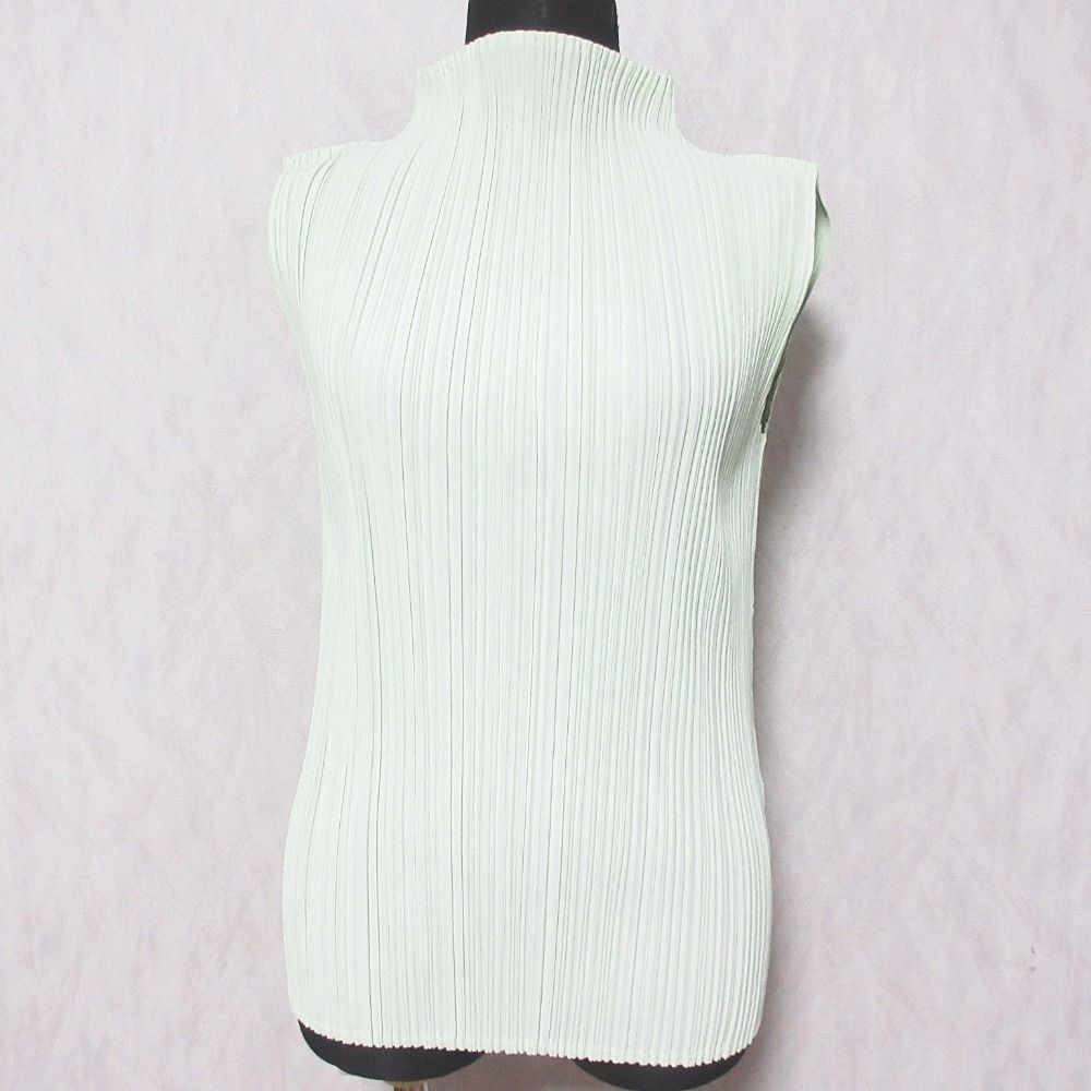 PLEATS PLEASE プリーツプリーズ イッセイミヤケ ハイネックノースリーブカットソー PP61-JK641 3 ライトグリーン レディース 古着